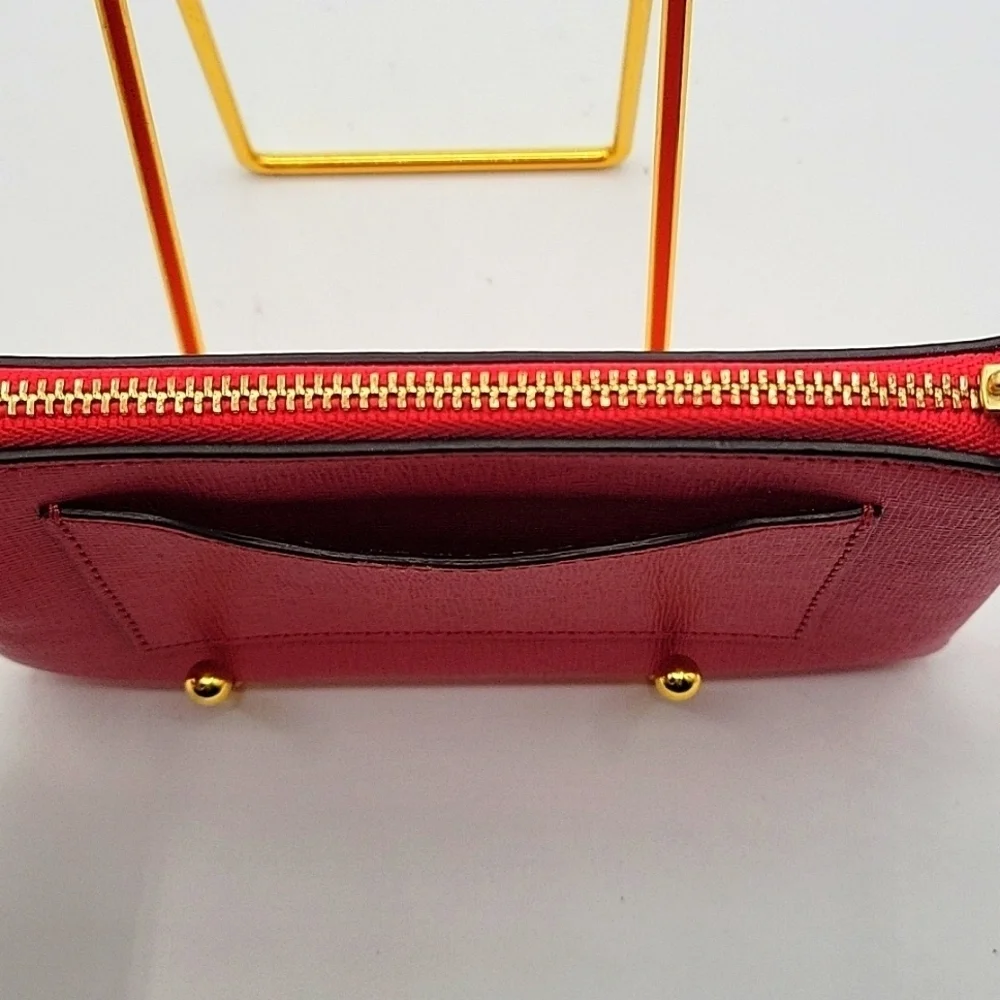 COACH Wristlet Pink Pebbled Leather Hang Tag Back Card Pocket